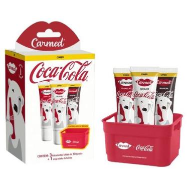 Imagem de Kit Hidratante Labial Carmed Coca-Cola 3 Unidades + Engradado 10g Cada
