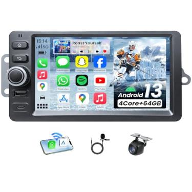 Imagem de Rádio 4Core + 64G ROM Android 13 para Chevy Silverado 2003-2006: tela sensível ao toque QLED IPS estéreo de 7 polegadas com câmera de backup sem fio CarPlay Android Auto 5G WiFi Bluetooth 5.0 GPS