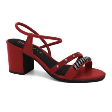 Imagem de Sandália Ramarim Feminina Salto Bloco Pedrarias Conforto Original -, C