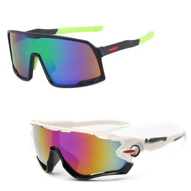 Imagem de Kit 2 Óculos De Sol Esportivo Ciclismo Preto Espelhado Uv-Unissex