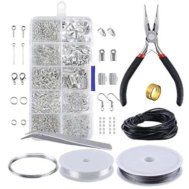 Imagem de Kit de Fabricação Bijuterias Conjunto Inicial Acessórios para com Alicates Ferramentas e Reparo Contas Ferramenta Fio