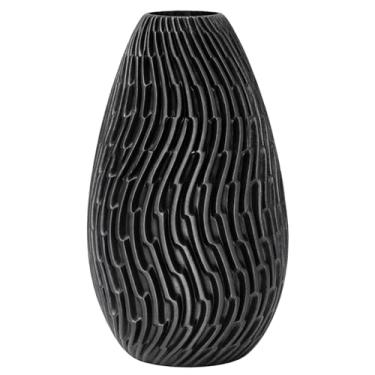 Imagem de Vaso Texture Preto Fosco 16cm Decorativo para Sala e Mesa