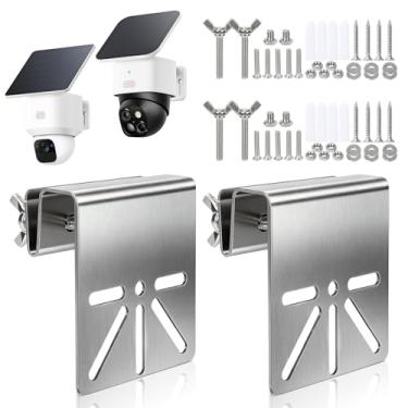Imagem de 2 peças de suporte de calha para Eufy Security SoloCam S340/E30, suporte de calha de aço inoxidável para câmera de segurança com parafusos antiferrugem, suporte de instalação sem broca com câmeras IP