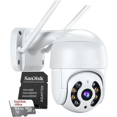 Imagem de Kit Câmera De Segurança Wifi Lâmpada Espiã Inteligente Com Visão Noturna e Sensor Presença Externa Branco - Com Cartão De Memória 64GB (1)