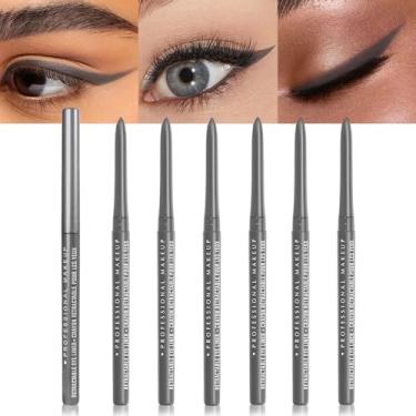 Imagem de Sombra cremosa retrátil para maquiagem dos olhos, lápis mecânicos ultra pigmentados, fórmula de acabamento acetinado fosco à prova de manchas, durável, vegano e livre de crueldade (6 peças, cinza