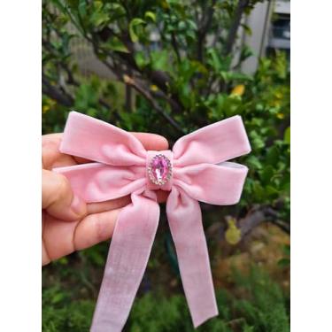 Imagem de AACKS 2 prendedores de cabelo com fita de veludo, para meninas, crianças, fofos, macios, de veludo, jacaré, presilhas de cabelo, acessórios para decoração de vestido de festa de aniversário