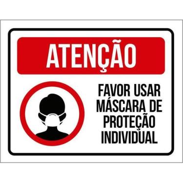 Imagem de Kit 10 Placa Acm Favor Usar Máscara Proteção Individual18X23 - Sinaliz