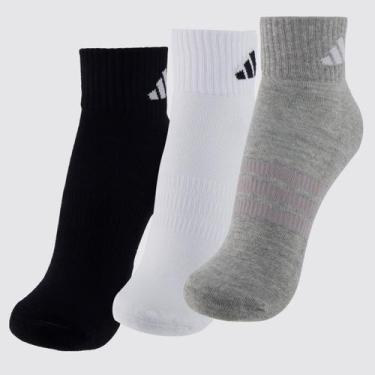 Imagem de Kit Meia Adidas ESS Ank 3 Pares Cinza, Branca e Preta, M
