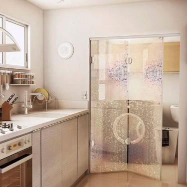 Imagem de Adesivo Para Vidro Box Banheiro Jateado Decorado Brilho Prova D'Agua -