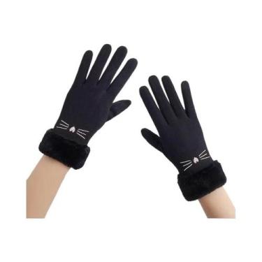 Imagem de Luvas De Ciclismo Femininas De Inverno Em Cashmere E Camurça, Dupla Ca