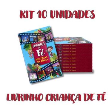 Imagem de Kit 10 unidades bíblia infantil letra grande ilustrado criança de fé h