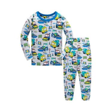 Imagem de Conjunto De Pijamas De Carro De Engenharia Para Meninos 100% Algodão M