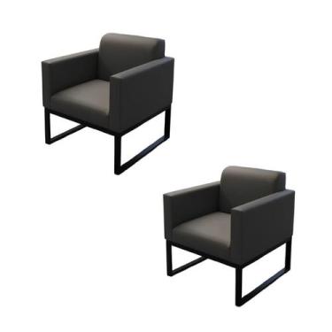 Imagem de Kit 2 Sofanetes Poltrona Loft Lisa para Recepção Cinza - ANDREZINI