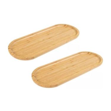 Imagem de Jogo 2 Petisqueiras Oval Bambu 34cm Queijo Churrasco Gamela - Mimo