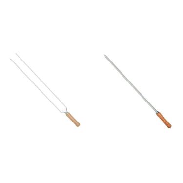 Imagem de Espeto para Churrasco Conjunto de 5 Mor 75cm Aço Cromado com Cabo de Madeira Inox