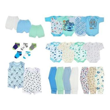 Imagem de Kit 25 Peças Enxoval Roupa De Bebê Meia Estação - Menino