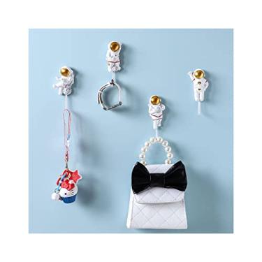 Imagem de ADVNH Ganchos de armazenamento doméstico, ganchos de entrada/sala de estar, 4 ganchos de parede de toalha de mão autoadesivos para astronautas em diferentes formas, decoração criativa de casa e durável