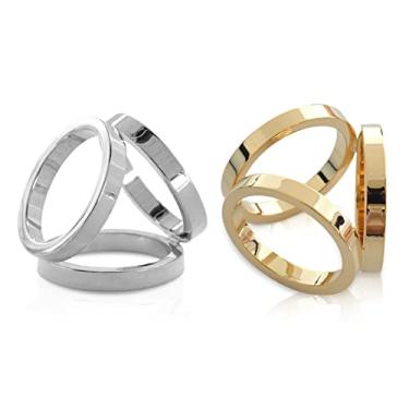 Imagem de LumiSyne 2 peças anéis de cachecol moda três anéis ouro prata cachecol fivela moderno simples cachecol de seda triplo fecho suporte de envoltório acessórios de decoração de roupas para lenço xale blusa, 1.7cm, Cobre Cobre Ouro