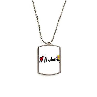 Imagem de DIYthinker I Love Andorra Bandeira de Palavra Amor Ilustração Coração Corrente de Aço Inoxidável Pingente Colar para Animais de Estimação