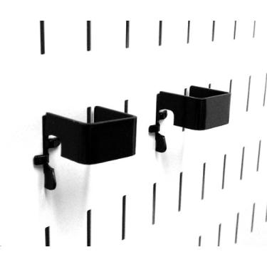 Imagem de Wall Control 2,54 cm x 2,54 cm Suporte C gancho de metal ranhurado para placa de pegboard Wall Control e placa de ferramentas ranhurada – preto