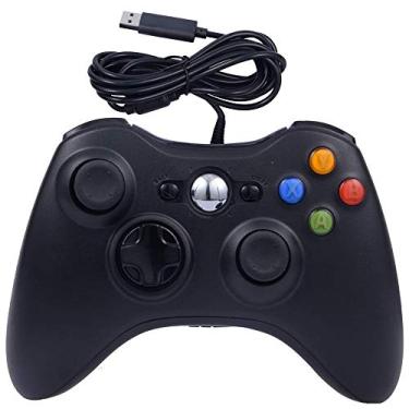 Imagem de Controle Gamepad atualizado com fio para Windows 7/8/10 Microsoft PC Controller suporta Steam Game Xbox 360 e Slim, preto