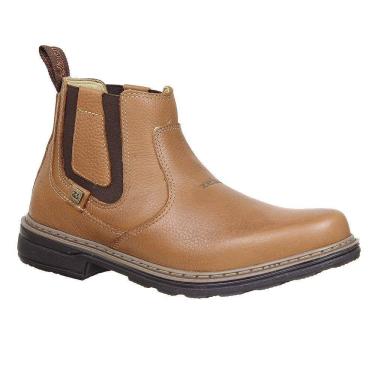 Imagem de Botina Couro Caramelo Masculina Bico Redondo Zebu 27772