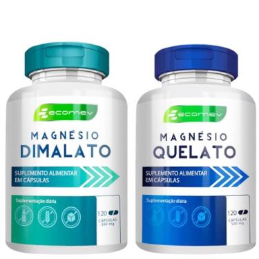 Imagem de Kit Magnesio Dimalato + Quelato 100% Puro Concentrado 500mg 240Cáp Ecomev