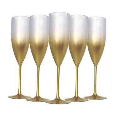 Imagem de 10 Taças Champanhe Acrílico Degrade 160ml Natal Festas Drink Cor:Dourado