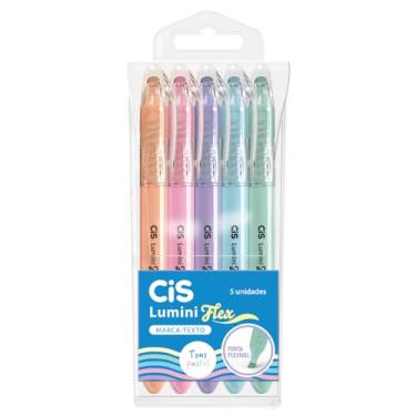 Imagem de Marca Texto Lumini Flex Pastel - CIS, Estojo com 5 cores pastel