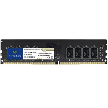 Imagem de Timetec 32GB DDR4 3200MHz (ou 2933MHz ou 2666MHz) PC4-25600 Non-XMP CL22 1.2V Non-ECC Unbuffered 2Rx8 Dual Rank 288 Pin UDIMM Desktop PC Memória RAM Upgrade