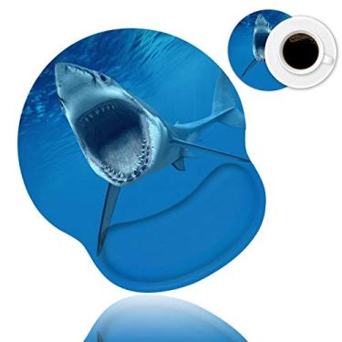 Imagem de stmedazm Mouse pad ergonômico suporte de pulso e porta-copos de café, almofada de descanso de pulso fofa com base de poliuretano antiderrapante para trabalho em casa, escritório, estudo, digitação