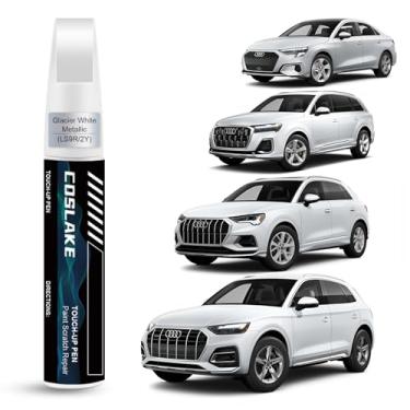 Imagem de COSLAKE Tinta de retoque de carro (branco metálico glaciar (LS9R/2Y)) para Audi, kit de reparo de arranhões de pintura de carro, solução rápida e fácil de reparar, caneta removedor de arranhões 2 em 1