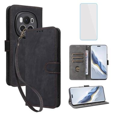 Imagem de IUQXU Capa carteira para celular Honor Magic6 Pro 5G com protetor de tela [bloqueio RFID] Suporte de cartão de couro com suporte para celular feminino e masculino para BVL-AN16 Honor Magic 6 Pro 6Pro