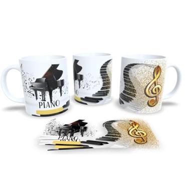 Imagem de Canecas de Porcelana Branca Personalizadas Instrumentos Musicais (piano)