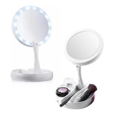 Imagem de Espelho Dobrável Dupla Face Aumento 10X Led E Organizador - Outros