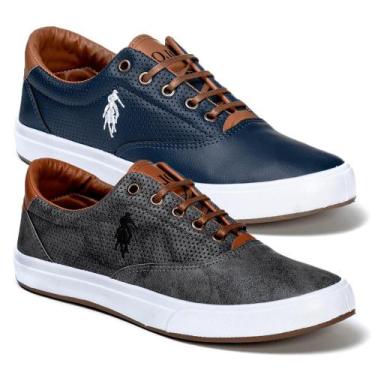 Imagem de kit 2 Tênis Sapatenis Masculino Polo Open Casual Macio Dia a Dia, Mari