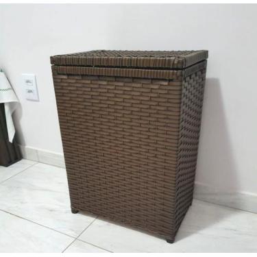 Imagem de Cesto de Roupa Fibra Sintética 70 Litros 42x33x60 Marrom Indiano - Art