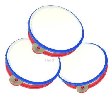 Imagem de Pandeiro Violão Infantil Bumbo Kit 3 Instrumentos Musical Brinquedo Vi