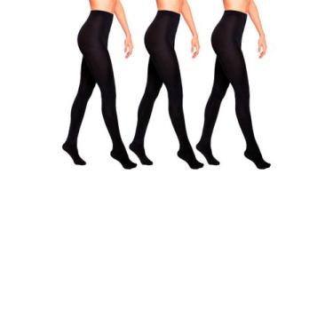Imagem de Kit com 3 Meias Calças Fio 80 Opaca Loba 5858-001 - LUPO, Preto, M
