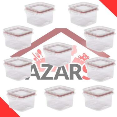Imagem de Kit 10 Potes Hermético 380ml - Travas Laterais  MLivre - Plasutil