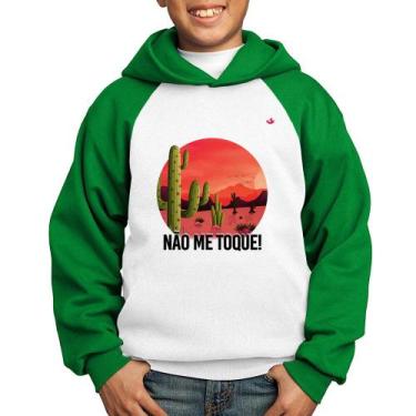 Imagem de Moletom Infantil Não me toque! - Foca na Moda, Branco, Verde, 2