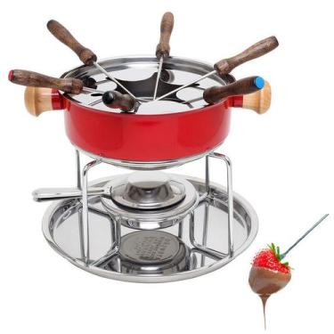 Imagem de Conjunto de Fondue Inox 12 unidades Vermelho - Malta