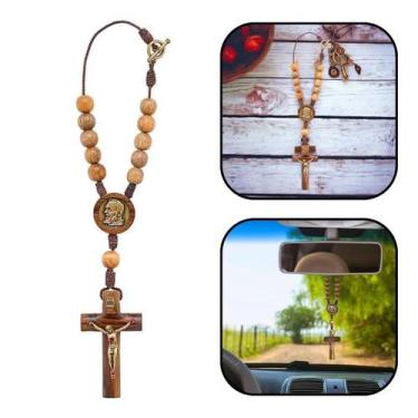 Imagem de Dezena para carro de madeira imbuia padre pio - FORNECEDOR 1