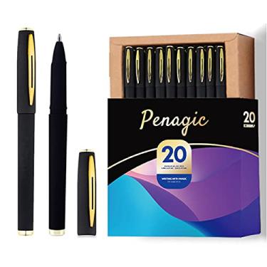 Imagem de Penagic Canetas P-223A, canetas de gel de ponta fina [0,38 mm] tinta preta, canetas esferográficas, design fosco, canetas de papelaria para materiais escolares de escritório (0,38 mm, 20 canetas, canetas com clipe de metal, pretas)