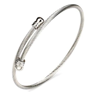 Imagem de Dorriss Pulseira de cabo para mulheres, joias modernas, marca de arame, retrô, antigas, pulseiras com berloques inspirados em designers, joias de aniversário, Large, Aço inoxidável, Sem pedras