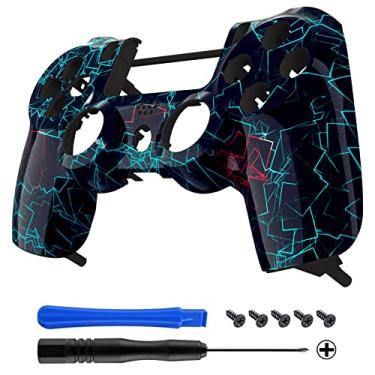 Imagem de eXtremeRate Capa de invólucro frontal Hydro mergulhada, kit de substituição de capa de placa frontal para PlayStation 4 PS4 Slim PS4 Pro CUH-ZCT2 JDM-040 JDM-050 JDM-055, Neon Frame