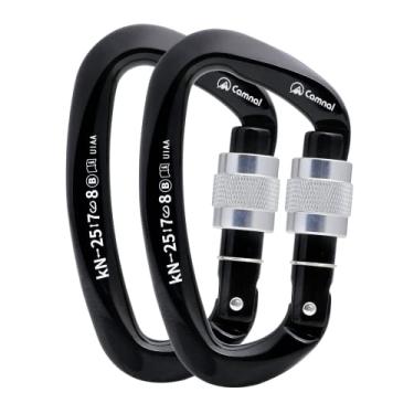 Imagem de CAMNAL Mosquetão Heavy Duty Com Trava Certificada Pela Uiaa, 25 Kn (Aproximadamente 5620 Libras), De Parafuso Em Formato D, Para Escalada, Montanhismo E Trabalho Aéreo (preto-2)