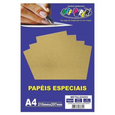 Imagem de Papel Metalizado A4 Especial Corte 15 Folhas 150g Off Paper,  Ouro Vel
