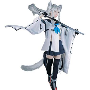 Imagem de Azur Lane Cosplay Kawakaze Cosplay Fantasia Comandante Batalha Traje Quimono Uniforme Fantasia de Halloween + Orelhas + Cauda, Tamanho:, Small