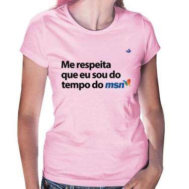 Imagem de Baby Look Me respeita que eu sou da época do msn - Foca na Moda, Rosa 